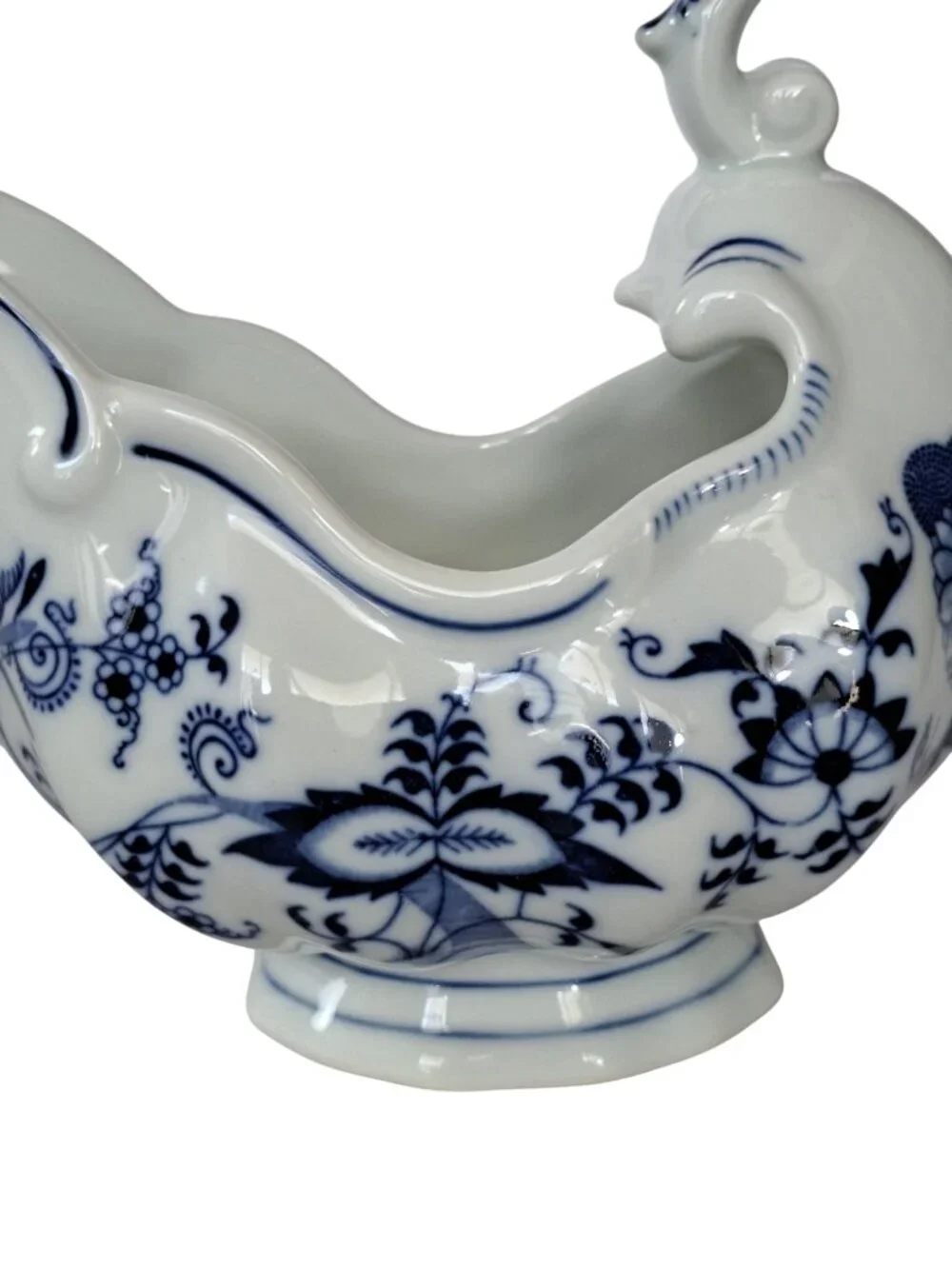 VTG Blue Danube Blue Onion Gravy Sauce Boat Porcelain 18oz Rectangle Mark Japan